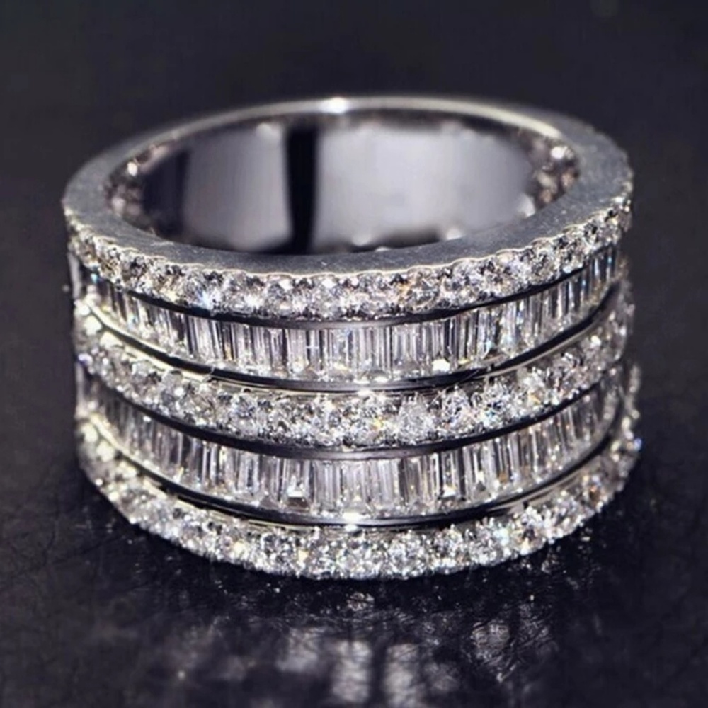 CZ & White Gold Stacked Eternity Ring